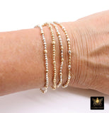 14K Gold Filled Nugget Beaded Bracelet, 925 Sterling Silver Mixed Metal Stretchy Women's Bangle, Faceted Nugget Stacking Bracelets, Handmade