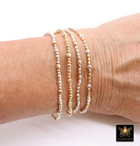14K Gold Filled Nugget Beaded Bracelet, 925 Sterling Silver Mixed Metal Stretchy Women&#39;s Bangle, Faceted Nugget Stacking Bracelets, Handmade