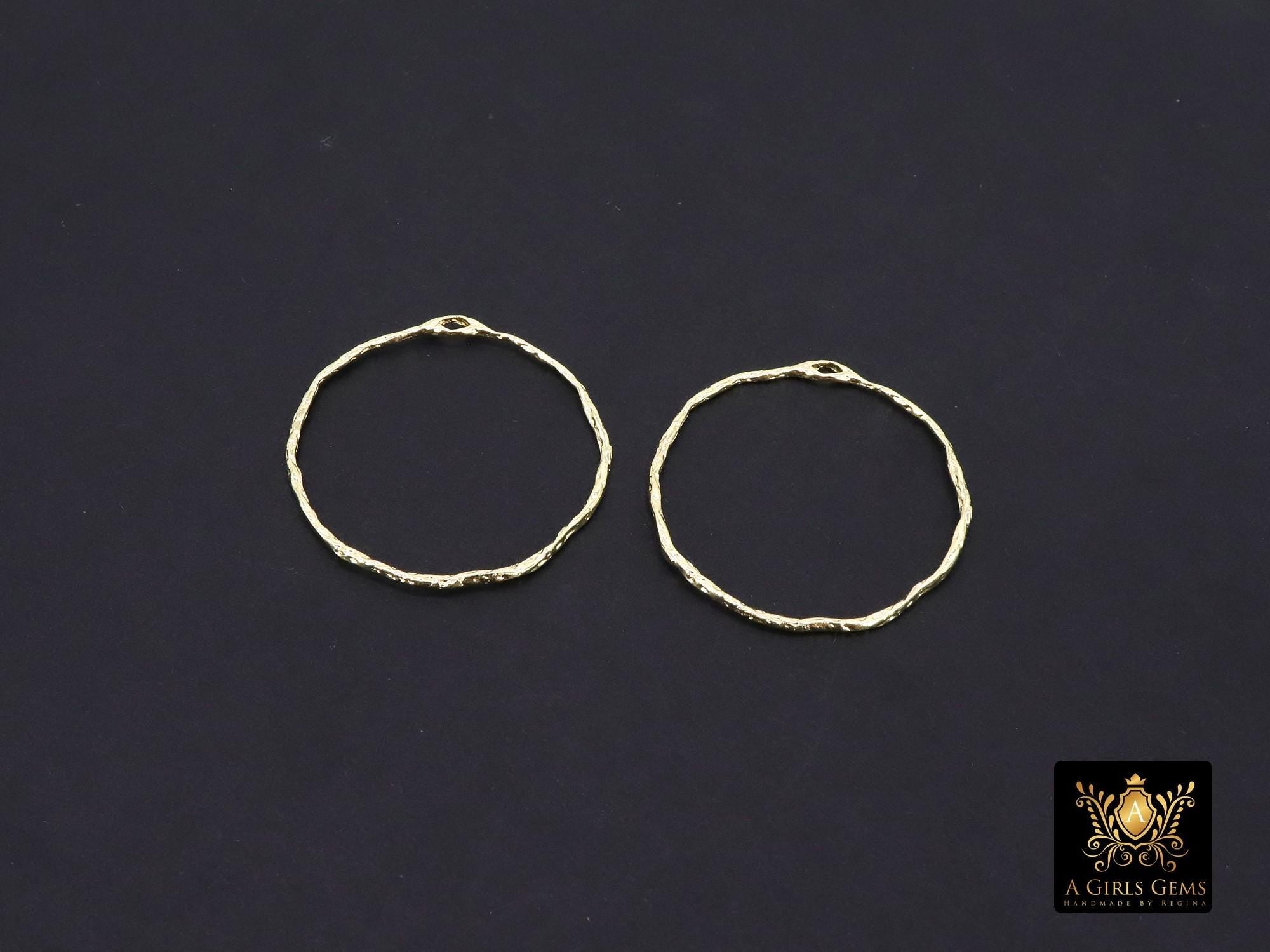 Textured Gold Round Hoop Ear Rings, 36 mm Gold Charms # 3807, High Quality Light Weight Wire Hoops Finding