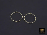 Textured Gold Round Hoop Ear Rings, 36 mm Gold Charms # 3644, High Quality Light Weight Wire Hoops Finding