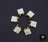 Gold St. Benito Scapular, 10 mm Cross Silver St. Benedict Rectangle Square Charms # 555, Mixed Metal Religous Medals