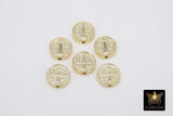 Gold St. Benito Beads, 11 or 14 mm Cross St. Benedict Round Bead #2836, Dime Size Round Medallion Medals