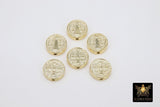 Gold St. Benito Beads, 11 or 14 mm Cross St. Benedict Round Bead #2836, Dime Size Round Medallion Medals