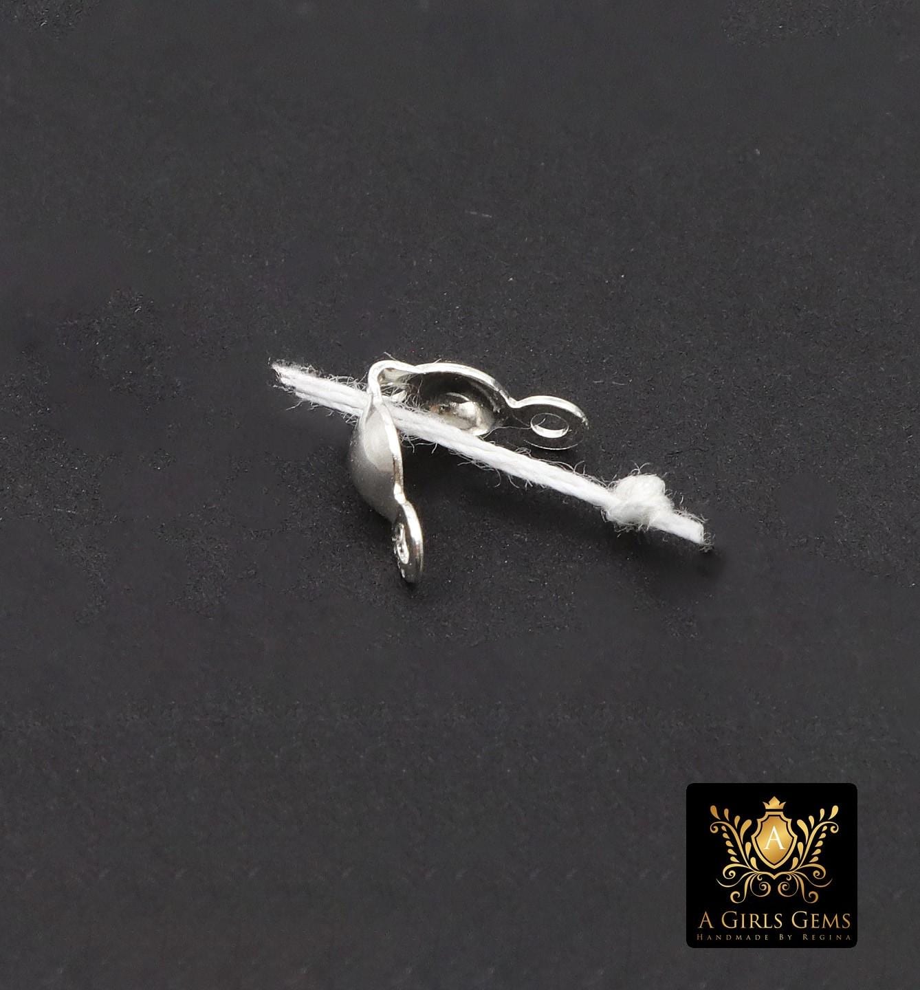 14 K Gold Filled Clam Covers Tips, 3 mm925 Sterling Silver Clamshell Knot Covers, # 375