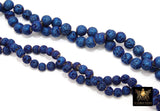 Navy Blue Plated Lava Rock Beads, Shimmery Titanium Textured Beads BS #352, Sizes 6 mm or 8 mm in 15 inch Strands