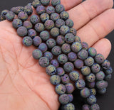 Multi Color Natural Lava Rock Beads, Purple Mix Electroplated Textured Plated Beads BS #148, Purple Blue Mix,
