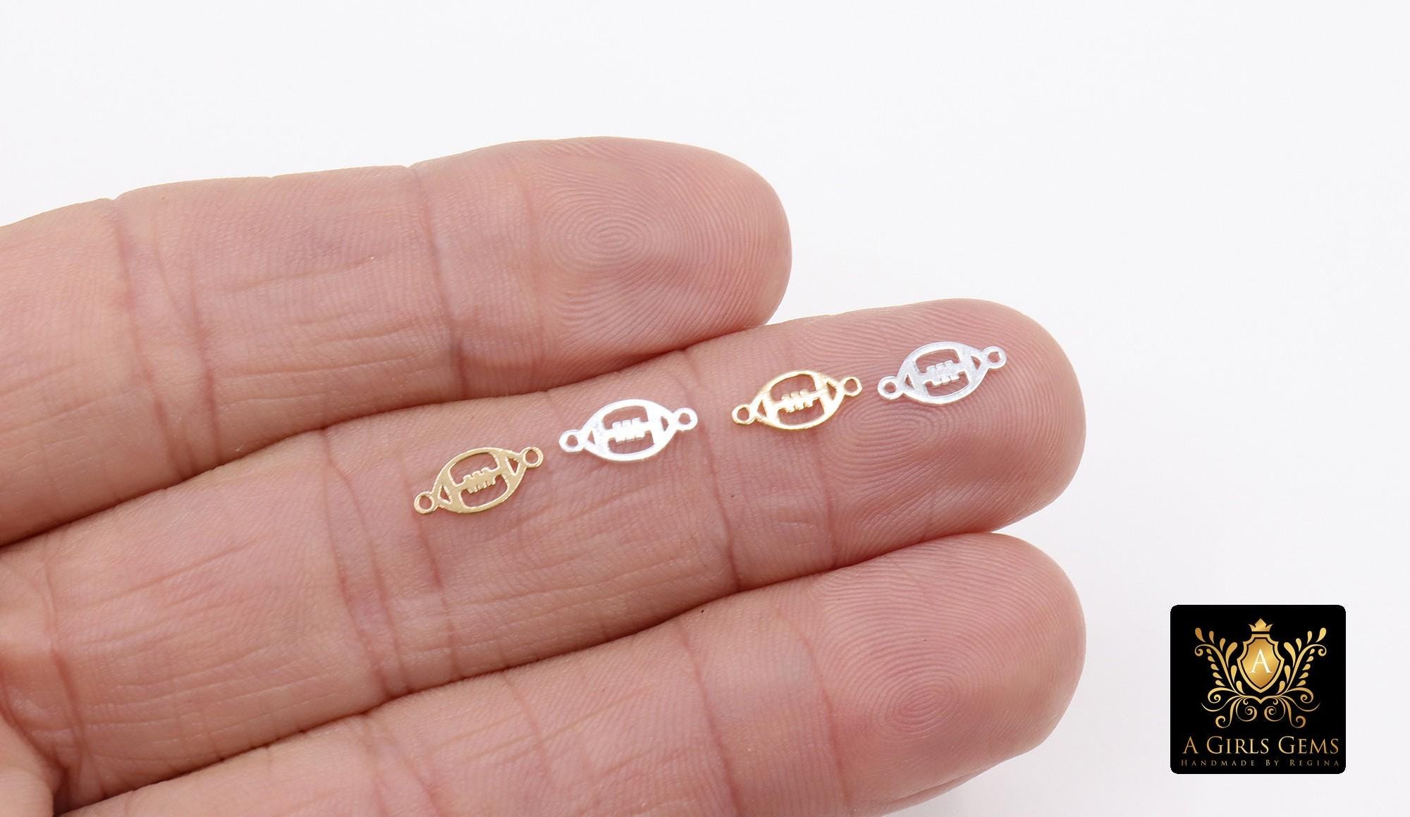 14 K Gold Filled Football Connector, 925 Sterling Silver Football Link, Dainty 5 x 10 mm Football Links, Permanent Jewelry