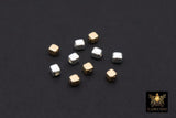 USA 14 K Gold Filled Square Beads, 925 Sterling Silver Cube Smooth Seamless Beads # 2279, High Quality 3 mm