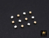 USA 14 K Gold Filled Square Beads, 925 Sterling Silver Cube Smooth Seamless Beads # 2279, High Quality 3 mm