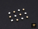 USA 14 K Gold Filled Square Beads, 925 Sterling Silver Cube Smooth Seamless Beads # 776, High Quality 3 mm