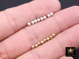 14 K Gold Filled Round Smooth Beads, 925 Sterling Silver Matte Seamless Beads # 503, 2 mm or 3 mm High Quality Sandblast Beads