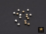 14 K Gold Filled Round Smooth Beads, 925 Sterling Silver Matte Seamless Beads # 503, 2 mm or 3 mm High Quality Sandblast Beads