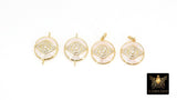 Evil Eye Connector or Charms, CZ Pave Gold Shell White Evil Eye Protection # 393, Mother of Pearl Evil Eye