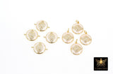 Evil Eye Connector or Charms, CZ Pave Gold Shell White Evil Eye Protection, Mother of Pearl Evil Eye