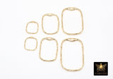 Gold Textured Hoop Ear Rings, Square Shaped Gold Charms AG# 3641, 20 mm 30 mm 45 mm Quality Rectangles