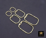 Gold Textured Hoop Ear Rings, Square Shaped Gold Charms AG# 3641, 20 mm 30 mm 45 mm Quality Rectangles