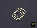 Gold Textured Hoop Ear Rings, Square Shaped Gold Charms AG# 3732, 20 mm 30 mm 45 mm Quality Rectangles