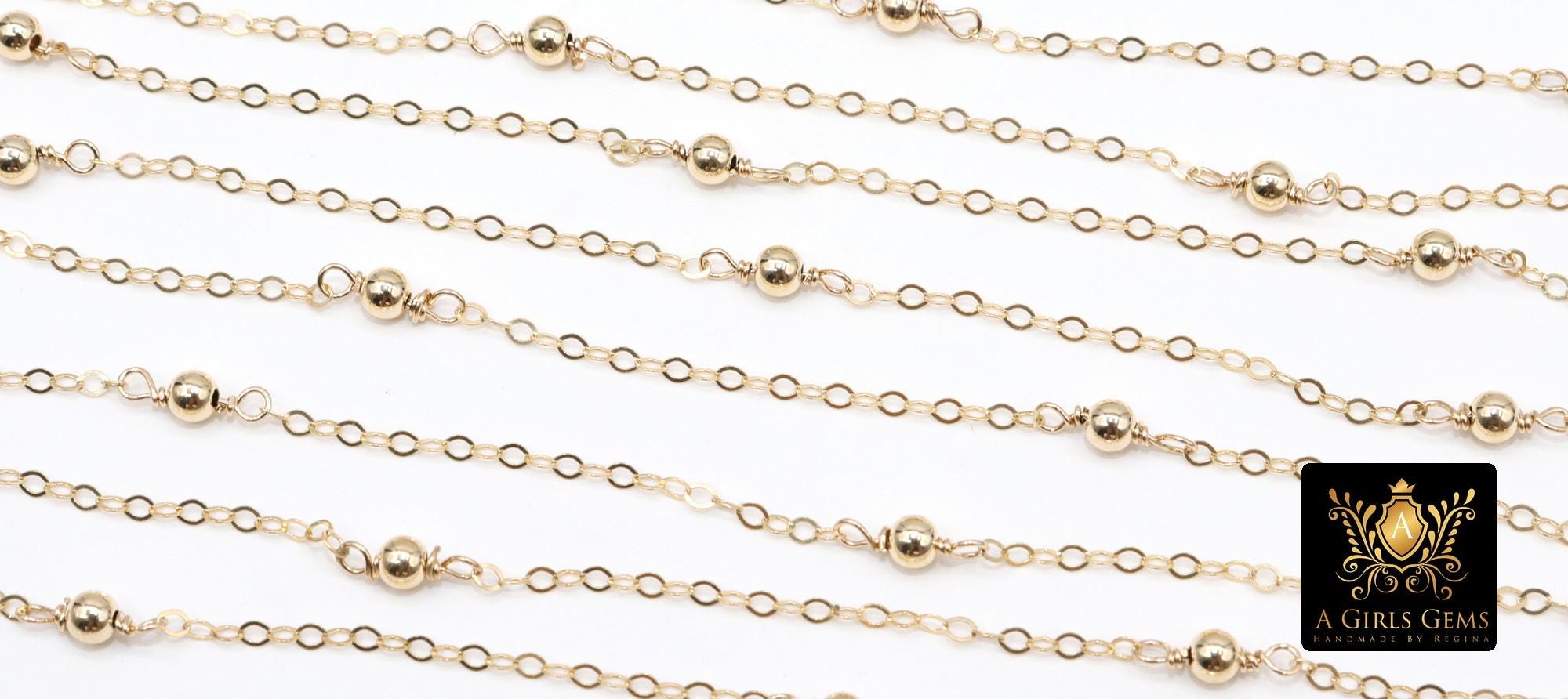 14 K Gold Filled Satellite Chains, Fancy Cable with 3 mm beads CH# 925, 14 20 Unfinished By Foot