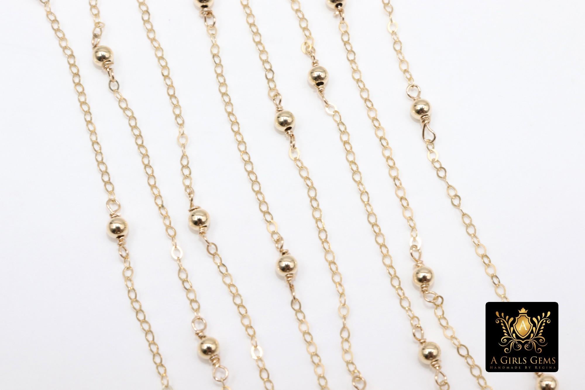 14 K Gold Filled Satellite Chains, Fancy Cable with 3 mm beads CH# 925, 14 20 Unfinished By Foot