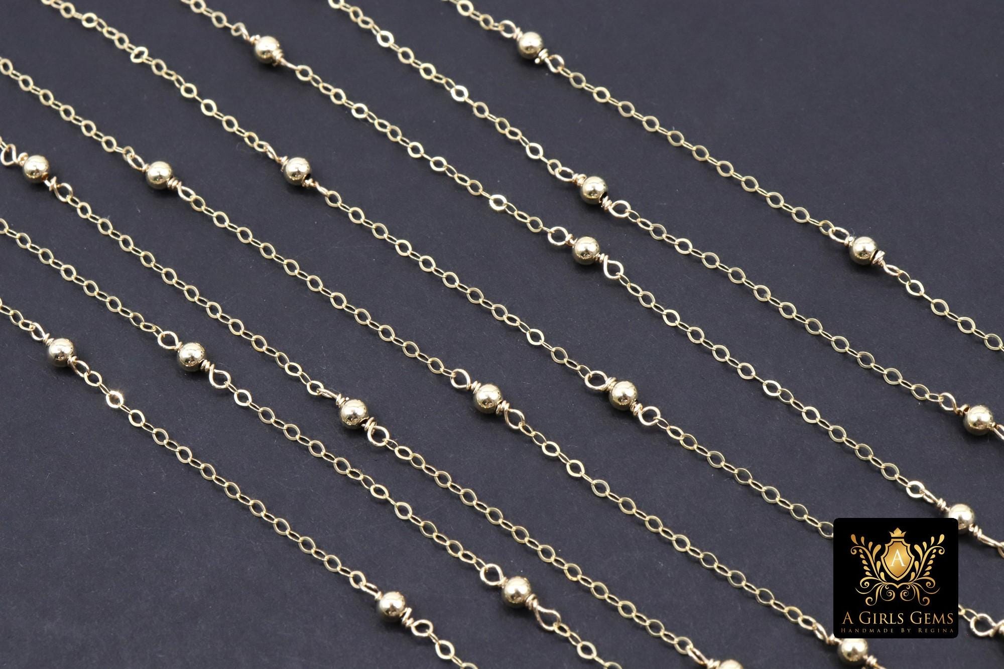 14 K Gold Filled Satellite Chains, Fancy Cable with 3 mm beads CH# 925, 14 20 Unfinished By Foot