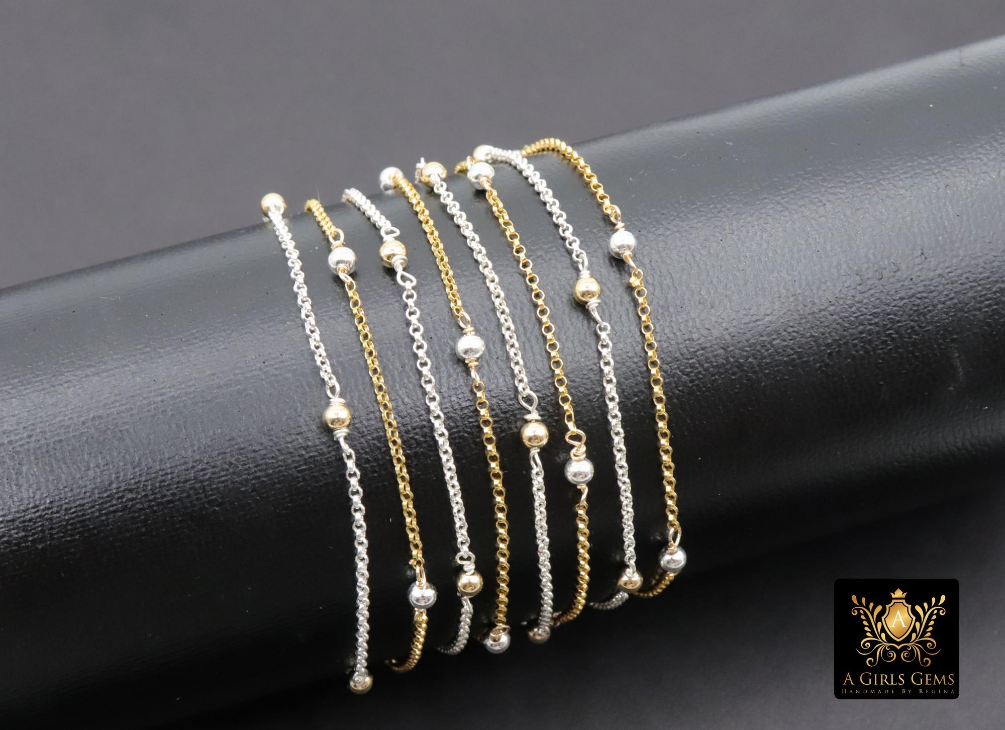 14 K Gold Filled Satellite Rolo Chains, 925 Sterling Silver Rolo 3 mm Beaded CH# 926, 14 20 Unfinished By Foot