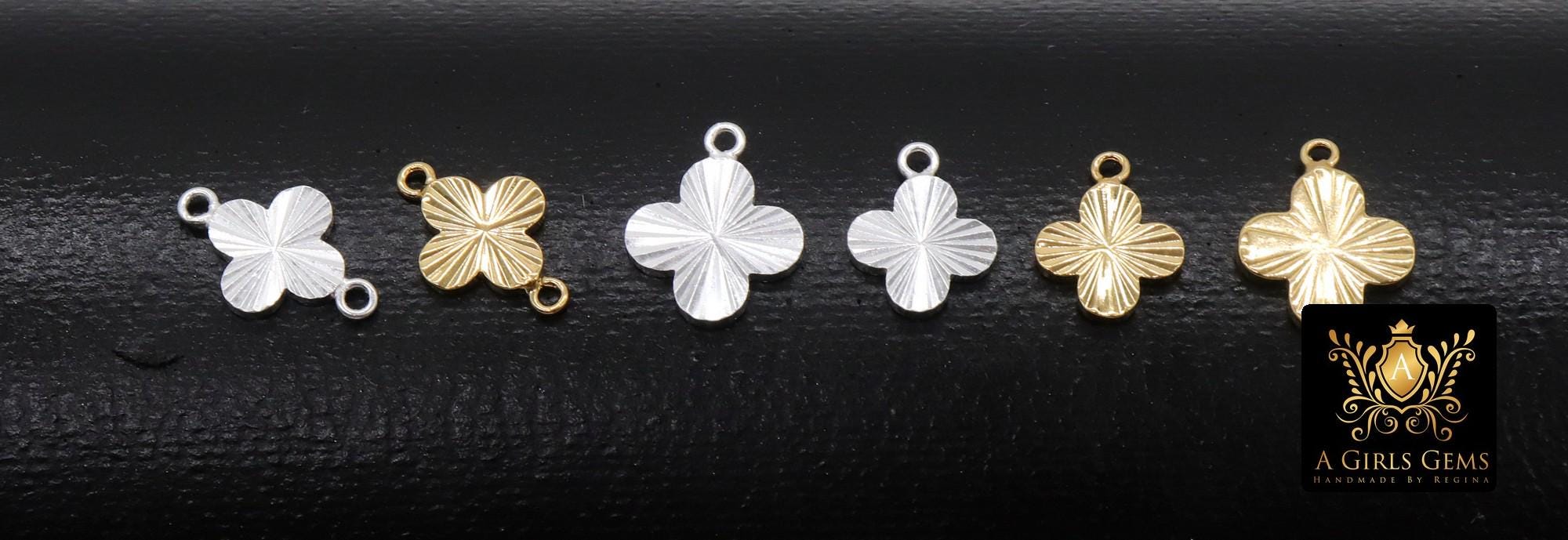 14 K Gold Filled Clover Charms or Connectors, 925 Sterling Silver 7 mm Links # 3843, 8 mm Quatrefoil Linkss, Permanent Jewelry