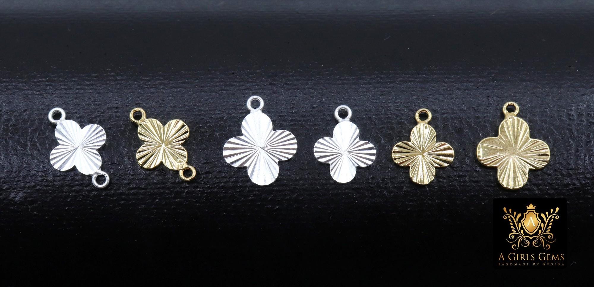 14 K Gold Filled Clover Charms or Connectors, 925 Sterling Silver 7 mm Links # 3843, 8 mm Quatrefoil Linkss, Permanent Jewelry