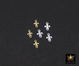 14 K Gold Filled Fleur De Leis Connectors, 925 Sterling Silver New Orleans Links # 3739, Small 4.7 x 7.5 mm Louisiana Mardi Gras Jewelry