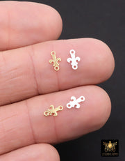 14 K Gold Filled Fleur De Leis Connectors, 925 Sterling Silver New Orleans Links # 3739, Small 4.7 x 7.5 mm Louisiana Mardi Gras Jewelry