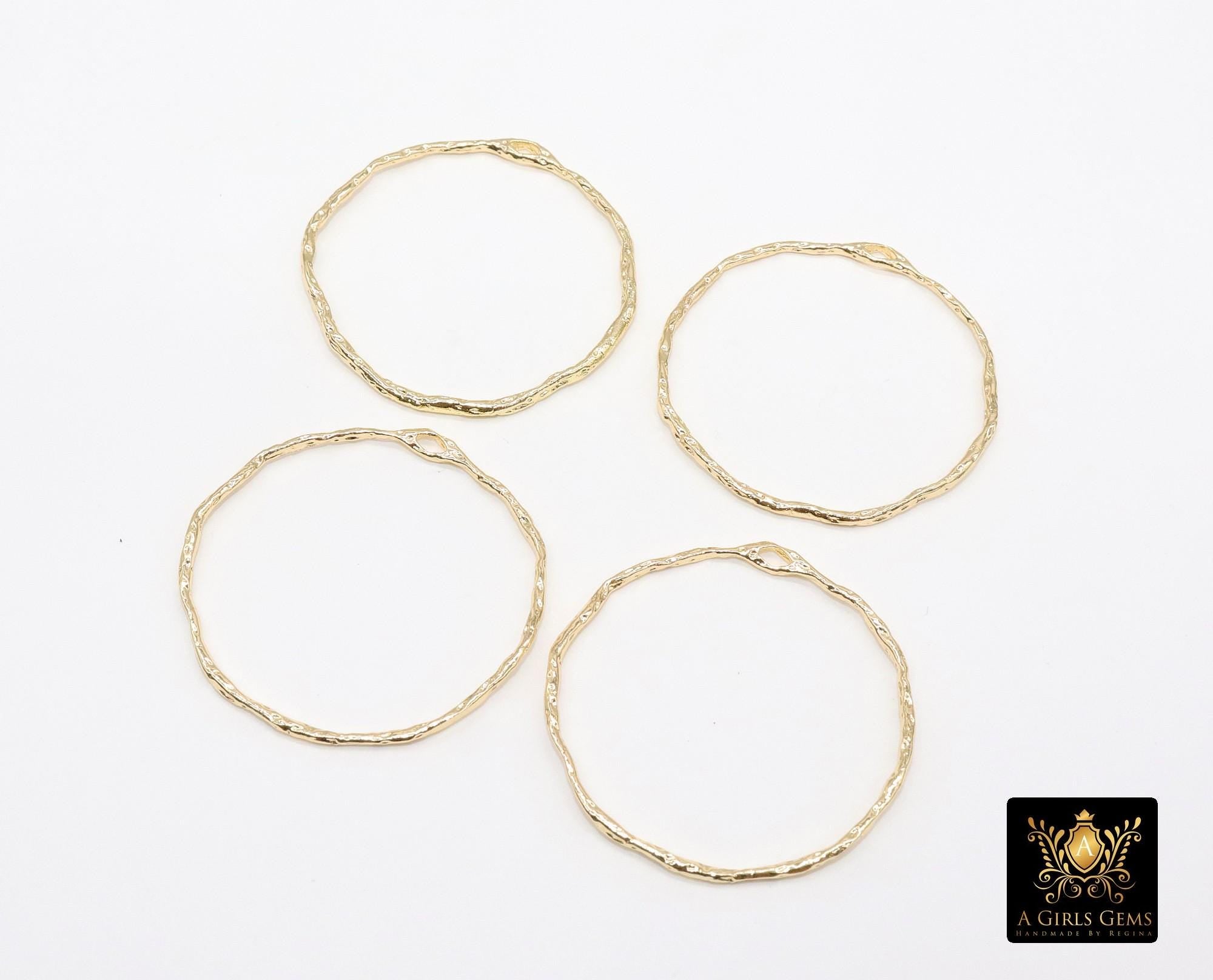 Textured Gold Round Hoop Ear Rings, 36 mm Gold Charms # 3807, High Quality Light Weight Wire Hoops Finding
