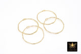 Textured Gold Round Hoop Ear Rings, 36 mm Gold Charms # 3807, High Quality Light Weight Wire Hoops Finding