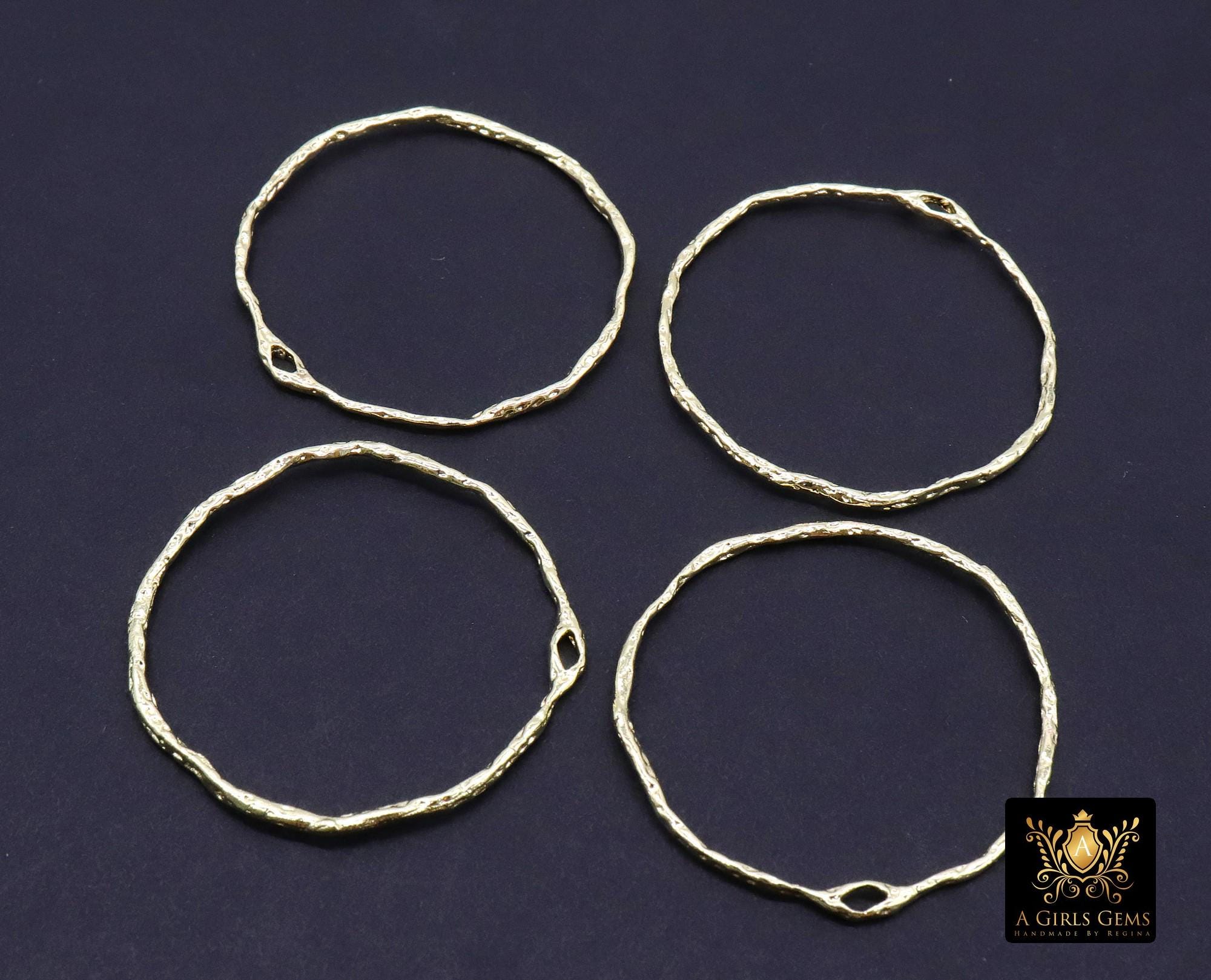 Textured Gold Round Hoop Ear Rings, 36 mm Gold Charms # 3807, High Quality Light Weight Wire Hoops Finding