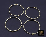 Textured Gold Round Hoop Ear Rings, 36 mm Gold Charms # 3644, High Quality Light Weight Wire Hoops Finding