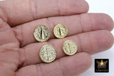 Gold St. Benito Beads, 11 or 14 mm Cross St. Benedict Round Bead #2836, Dime Size Round Medallion Medals