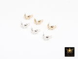 14 K Gold Filled Clam Covers Tips, 3 mm925 Sterling Silver Clamshell Knot Covers, # 375