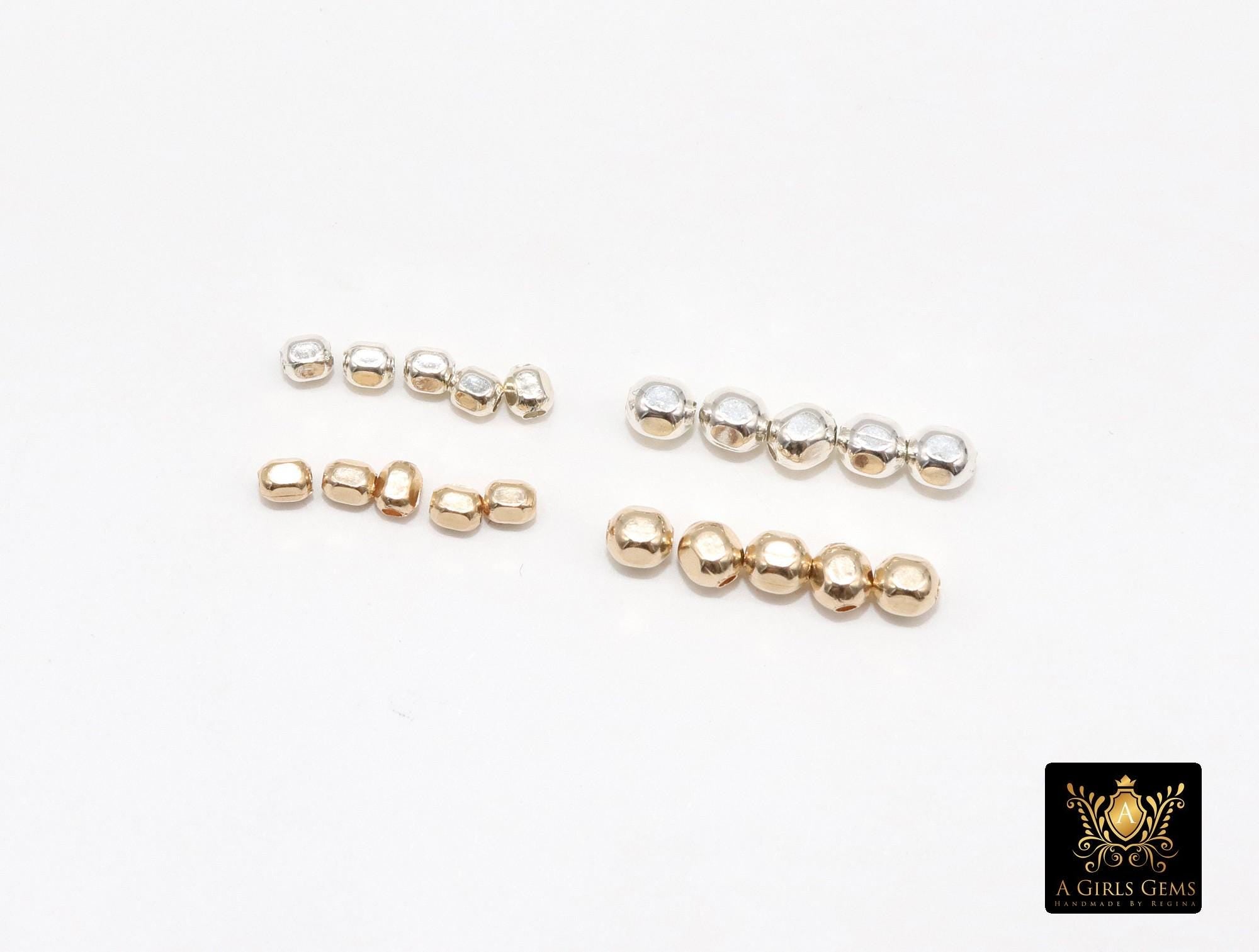 2 mm, 2.5 mm, or 3 mm 14 K Gold Filled Nugget Beads, 925 Sterling Silver Faceted Nugget Seamless Beads, High Quality, USA Made
