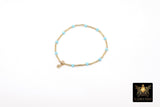 14 K Gold Filled Beaded Blue Turquoise Stretchy Bracelet, Dainty Tube Gemstone Stacking Bracelet, Handmade December Birthstone Bracelet