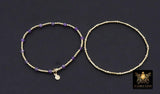 14 K Gold Filled Beaded Amethyst Stretchy Bracelet, Dainty Tube Purple Gemstone Stacking, Handmade February Birthstone Waterproof Bracelet
