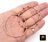 14 K Gold Filled Beaded Pink Tourmaline Stretchy Bracelet, Dainty Tube Gemstone Stacking Bracelet, Handmade, October Birthstone Bracelet