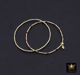 14 K Gold Filled Beaded Pink Tourmaline Stretchy Bracelet, Dainty Tube Gemstone Stacking Bracelet, Handmade