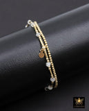 14 K Gold Filled Beaded Opal Stretchy Bracelet, Dainty Tube Gemstone Stacking, Handmade October Birthstone