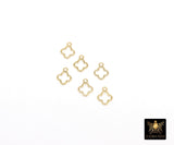 14 K Gold Filled Clover Charms, 6 mm Quatrefoil Charms # 3647, 925 Sterling Silver 7 mm Quatrefoil Charms
