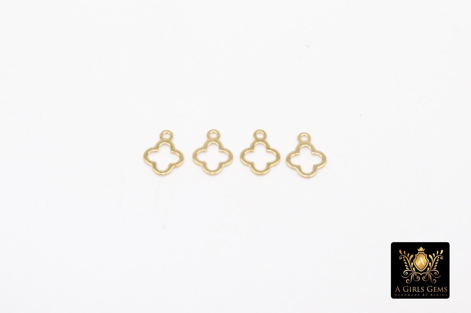 14 K Gold Filled Clover Charms, 6 mm Quatrefoil Charms # 3843, 925 Sterling Silver 7 mm Quatrefoil Charms, Permanent Jewelry