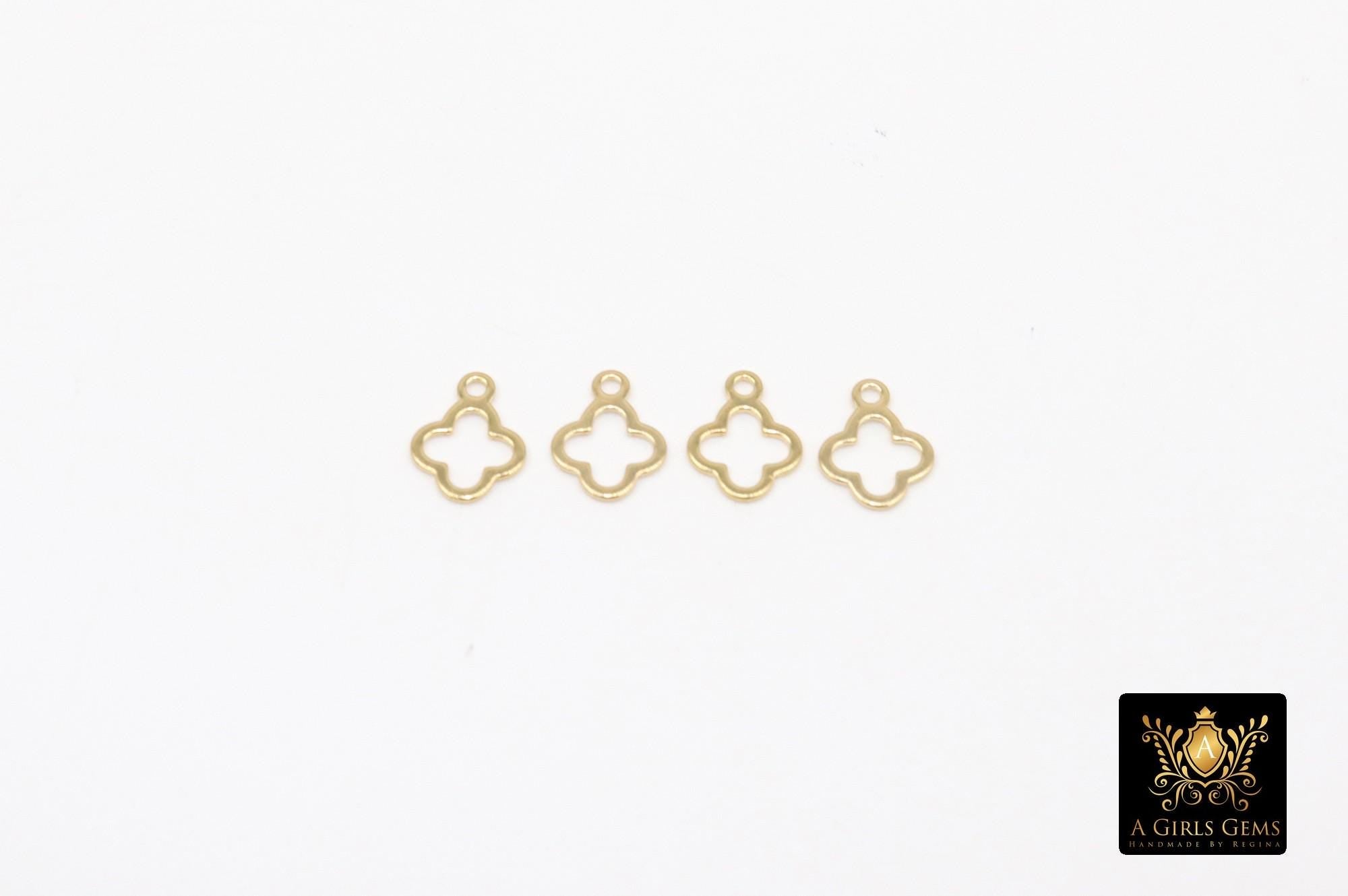 14 K Gold Filled Clover Charms, 6 mm Quatrefoil Charms # 3843, 925 Sterling Silver 7 mm Quatrefoil Charms