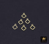 14 K Gold Filled Clover Charms, 6 mm Quatrefoil Charms # 3843, 925 Sterling Silver 7 mm Quatrefoil Charms