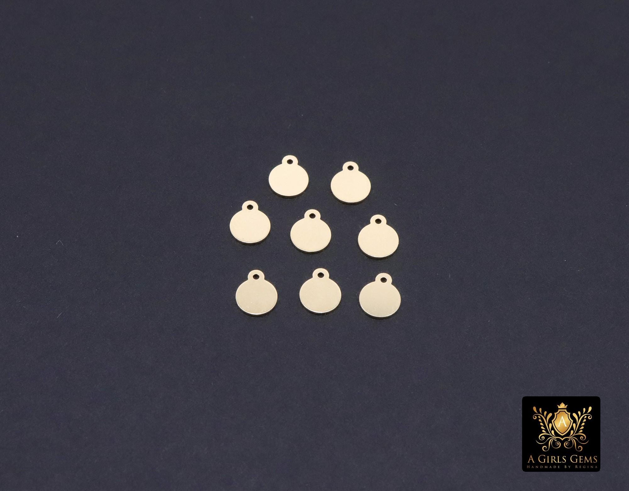14 K Gold Filled Round Disc Charms, 5 mm Tiny Flat Gold Blanks # 3132, Minimalist 14 20 Jewelry
