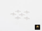 925 Sterling Silver CZ Clover Connectors, 14 K Gold Filled 6 mm Cubic Zirconia Quatrefoil Perpendicular Links # 3668, Minimulist
