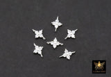 925 Sterling Silver CZ Clover Connectors, 14 K Gold Filled 6 mm Cubic Zirconia Quatrefoil Perpendicular Links # 3668, Minimulist