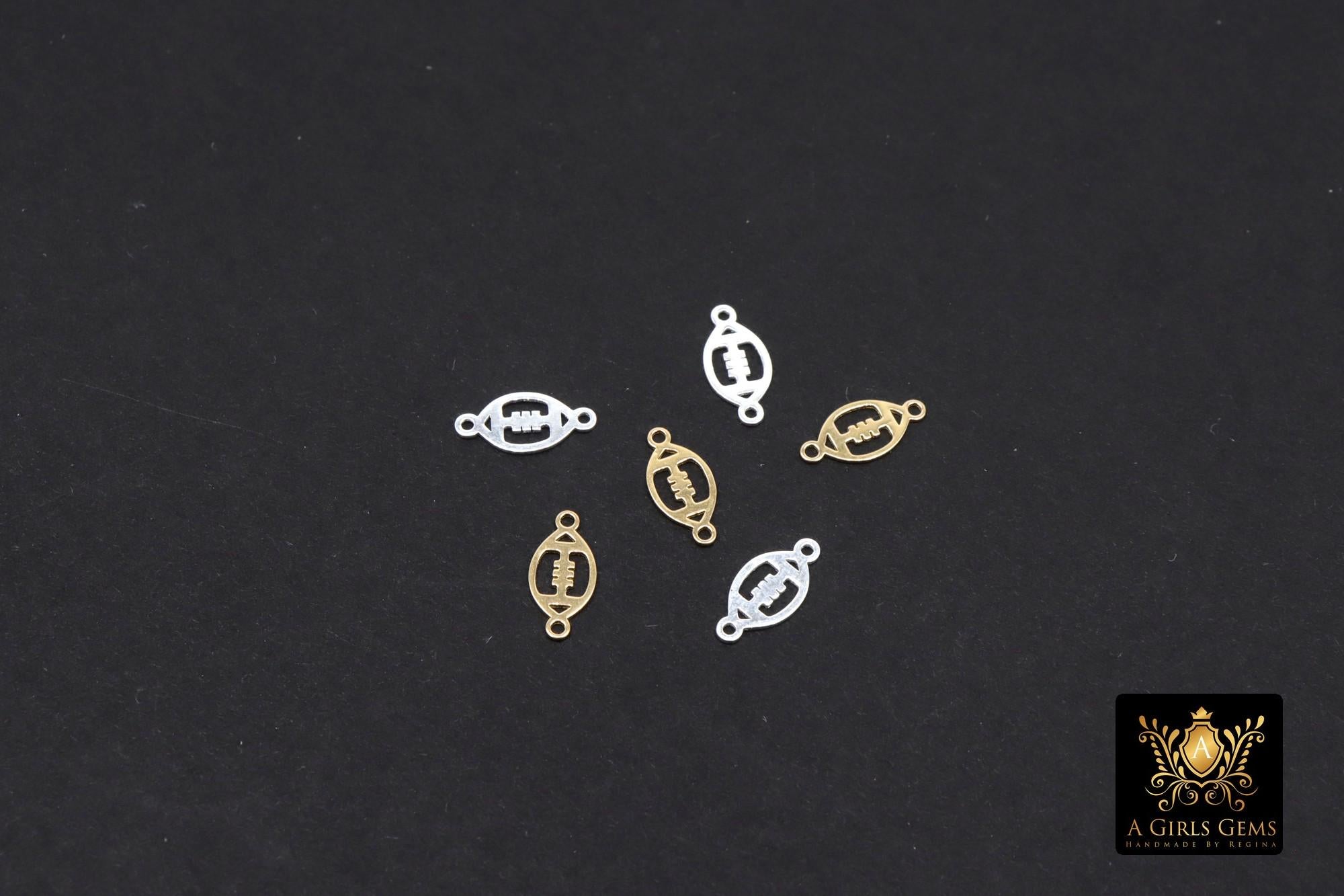 14 K Gold Filled Football Connector, 925 Sterling Silver Cross Link # 3115, Dainty 5 x 10 mm Football Links # 3114
