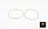 Mixed Metal Beaded Bar Bracelet, 925 Sterling Silver and 14 K Gold Filled Stretchy Curve Tube Bar Stacking Bracelets, Handmade